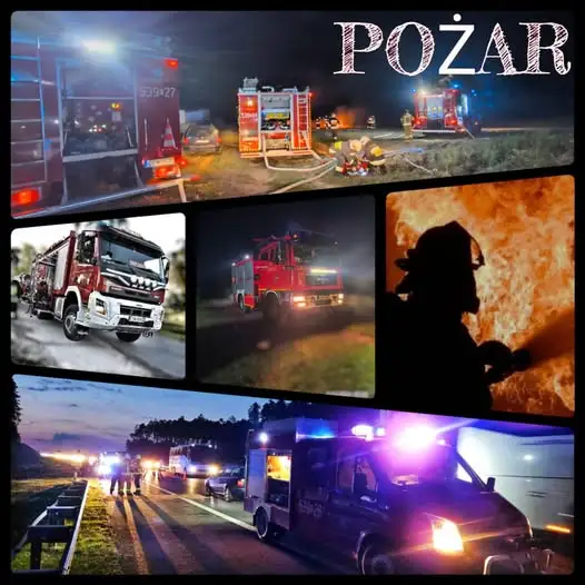 Pożar traw w Przynach – nocna akcja strażaków