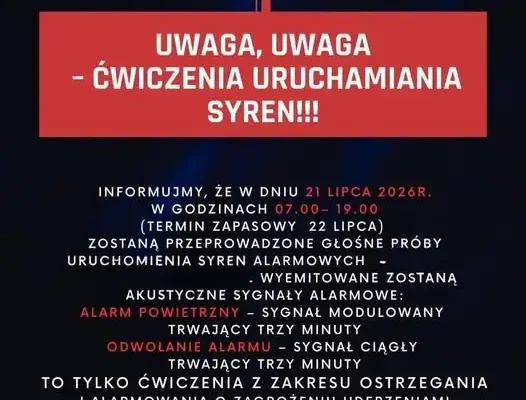 Ogólnopolskie ćwiczenia ALARM-26 sprawdzą systemy ostrzegania