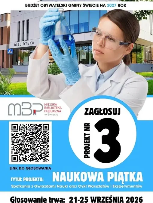 Budżet Obywatelski: projekt nr 3 „Naukowa Piątka” czeka na głosy mieszkańców