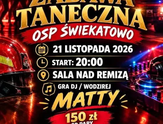 Zabawa taneczna w Świękatowie – DJ MATTY zagra w sali nad remizą
