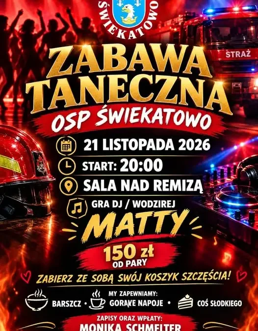 Zabawa taneczna w Świękatowie – DJ MATTY zagra w sali nad remizą