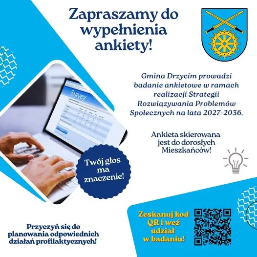 Gmina Drzycim zachęca mieszkańców do udziału w ankiecie o problemach społecznych