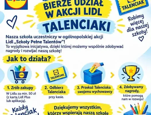 Szkoła w Pruszczu zbiera Talenciaki Lidl – akcja trwa do 10 listopada