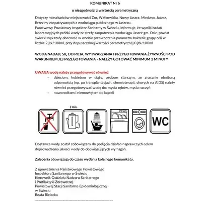 Bakterie grupy coli w wodociągu w Jaszczu. Sanepid ostrzega mieszkańców