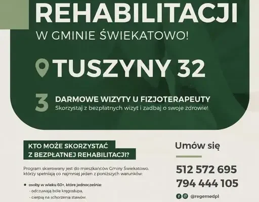 Bezpłatna rehabilitacja w Gminie Świekatowo – rusza Punkt Rehabilitacji