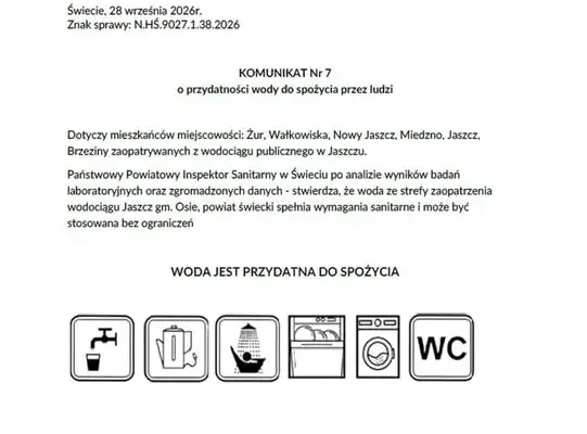 Woda z wodociągu w Jaszczu ponownie zdatna do picia – sanepid odwołuje obowiązek przegotowania