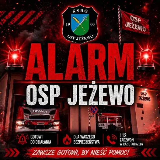 Wyjazd OSP Jeżewo do zgłoszenia z systemu e-Call