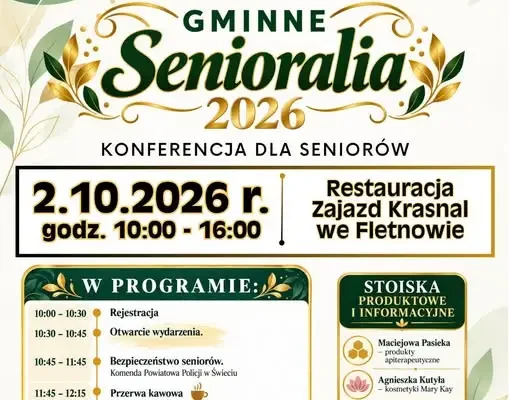 Gminne Senioralia 2026 w Fletnowie – konferencja dla seniorów z Gminy Dragacz