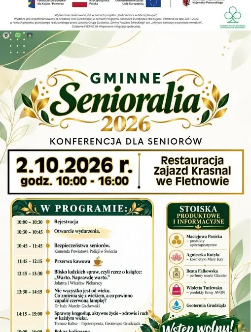 Gminne Senioralia 2026 w Fletnowie – konferencja dla seniorów z Gminy Dragacz