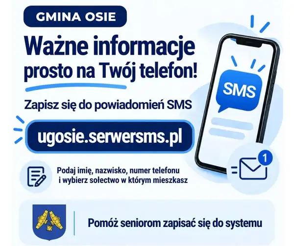 Gmina Osie uruchamia system powiadomień SMS dla mieszkańców
