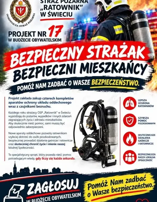 Mieszkańcy gminy Świecie zdecydowali: nowy sprzęt dla strażaków ochotników