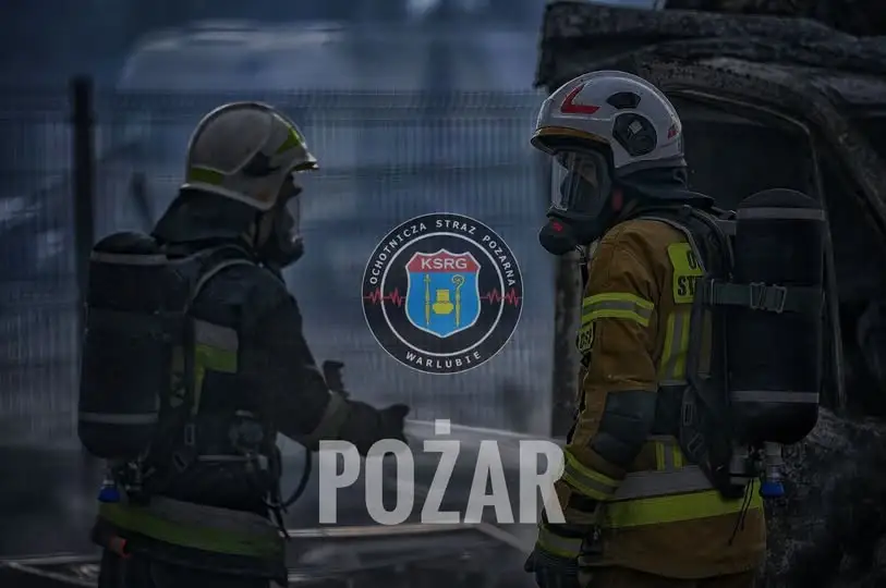 Pożar suszarni zboża w Kruszach – akcja strażaków z OSP Warlubie i okolic