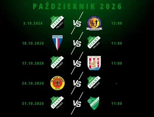 Start Pruszcz w październiku: pięć meczów, trzy u siebie
