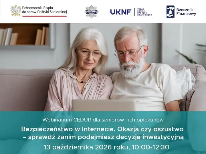 KNF ostrzega seniorów: bezpłatne webinarium o fałszywych inwestycjach już 13 października