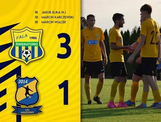 LZS Fala Świękatowo wygrywa z LZS Wałdowo 3:1. Bohaterem Szymon Ziółkowski
