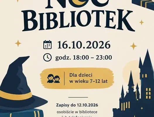 Noc Bibliotek 2026: magiczna noc w szkole czarodziejów dla dzieci