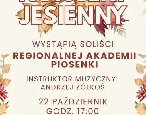Koncert Jesienny w Pruszczu – soliści Regionalnej Akademii Piosenki wystąpią w CUS