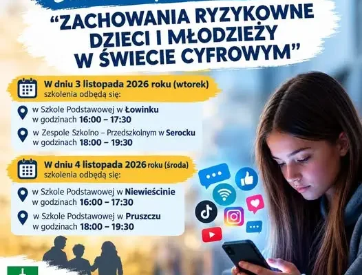 Szkolenia dla rodziców o bezpieczeństwie dzieci w świecie cyfrowym – gmina Pruszcz