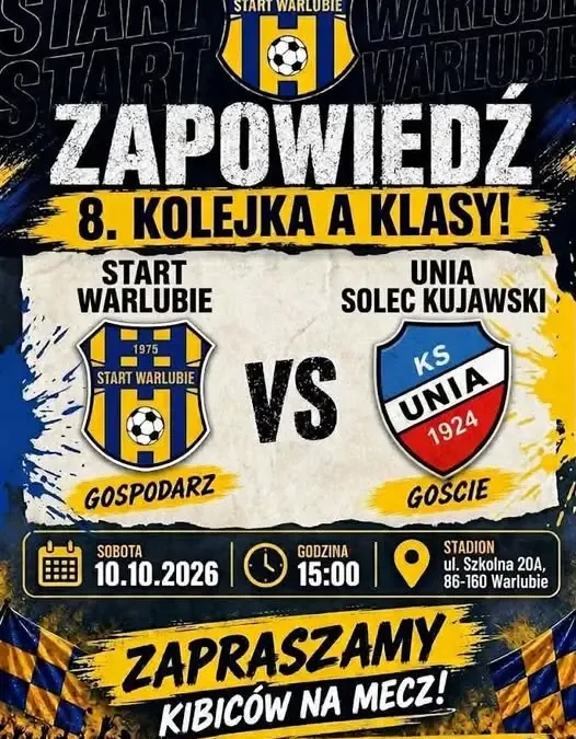 Start Warlubie zagra w sobotę z rezerwami KS Unia Drobex Solec Kujawski