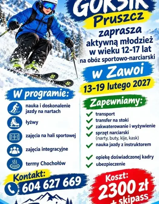 Zimowy obóz narciarski w Zawoi – GOKSiR Pruszcz ogłasza nabór