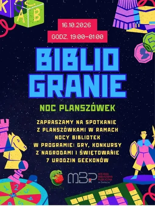 Bibliogranie w Świeciu – nocne granie i urodziny klubu GEEKony