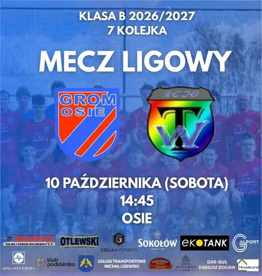 Grom Osie zagra z liderem. Dwa mecze w sobotę na stadionie w Osiu
