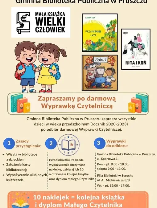 Darmowa Wyprawka Czytelnicza dla przedszkolaków w Gminnej Bibliotece w Pruszczu