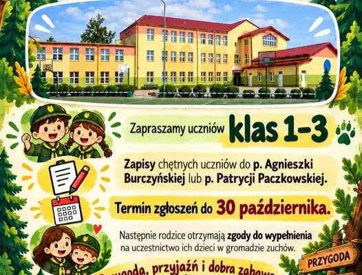 Szkoła Podstawowa w Pruszczu zaprasza uczniów klas I–III do nowej gromady zuchów