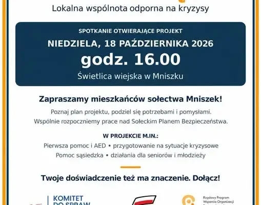 Mniszek z grantem na bezpieczeństwo. W niedzielę startuje projekt „Moc Małych Społeczności”