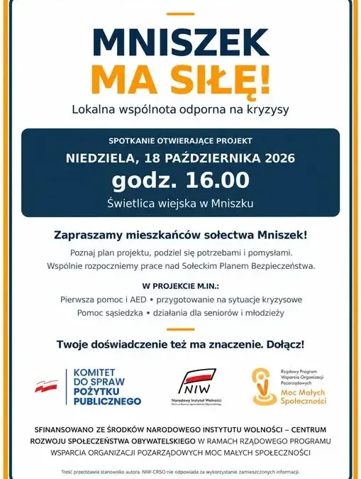 Mniszek z grantem na bezpieczeństwo. W niedzielę startuje projekt „Moc Małych Społeczności”