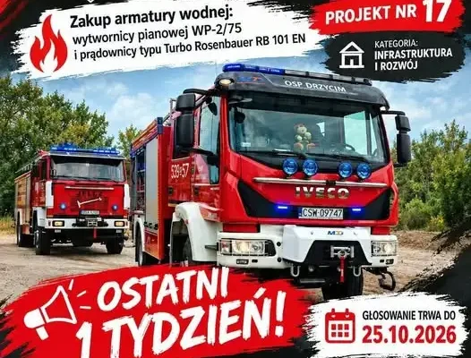 Ostatni tydzień głosowania na projekt OSP Drzycim – zakup sprzętu strażackiego