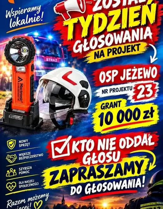 OSP Jeżewo walczy o głosy w programie „Działaj Lokalnie” – numer projektu 23