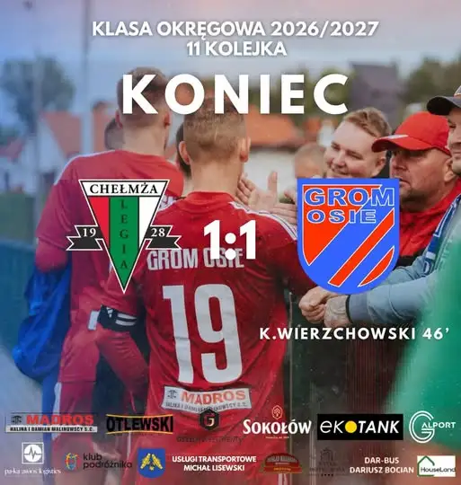 Remis na szczycie: Grom Osie z cennym punktem z Chełmży