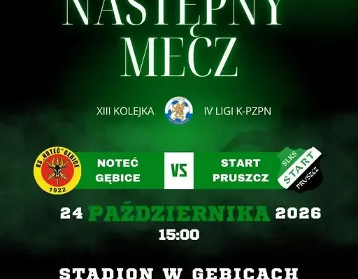 Start Eco-Pol Pruszcz zagra w Gębicach z Notecią w XIII kolejce IV ligi