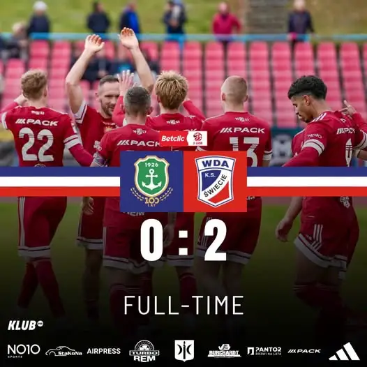 Wda Świecie wygrywa na wyjeździe 2:0. Retlewski i Bogusiewicz trafiają