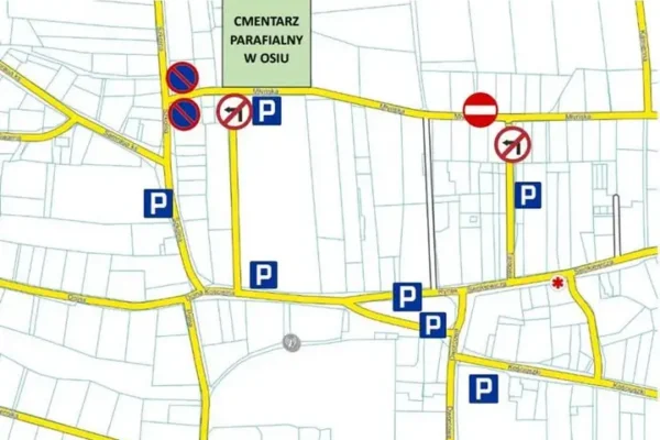 Wszystkich Świętych w Osiu: zmiany w ruchu przy cmentarzu parafialnym