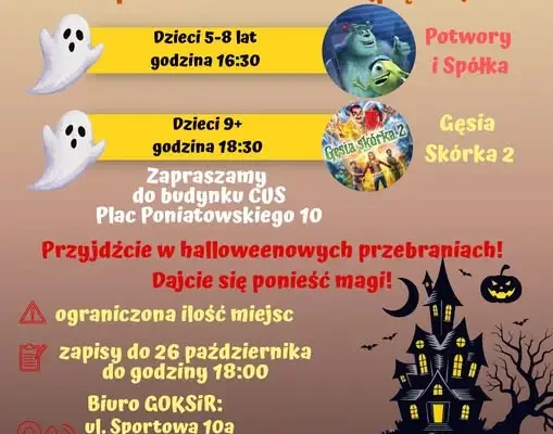 Halloweenowe kino w Pruszczu – zapisy na bezpłatne seanse dla dzieci