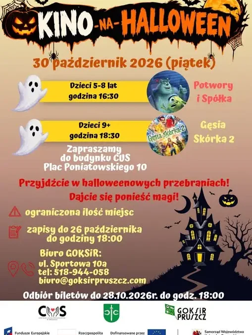 Halloweenowe kino w Pruszczu – zapisy na bezpłatne seanse dla dzieci