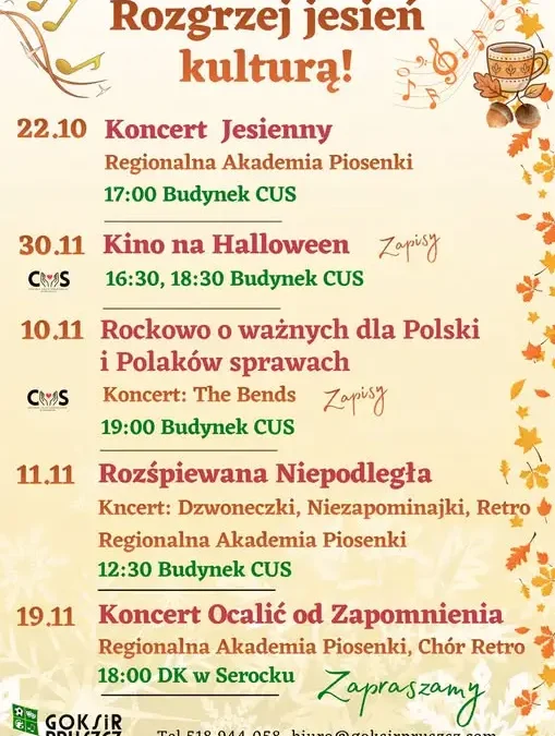 Jesień z kulturą w Pruszczu – koncerty, kino i wydarzenia