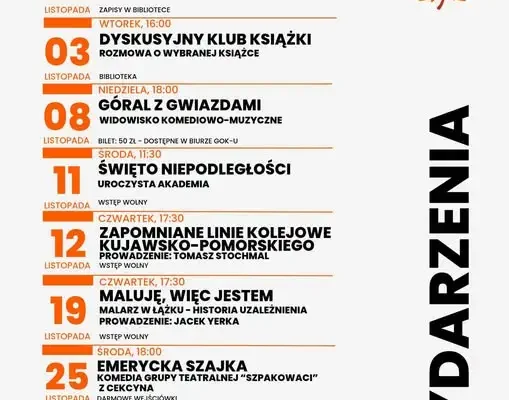Listopadowy kalendarz GOK-u: teatr, koncerty, warsztaty i andrzejki