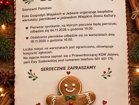 Warsztaty piernikowe w Jeżewie – zapisy już trwają