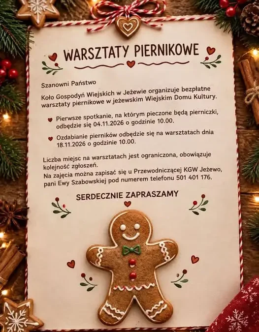 Warsztaty piernikowe w Jeżewie – zapisy już trwają